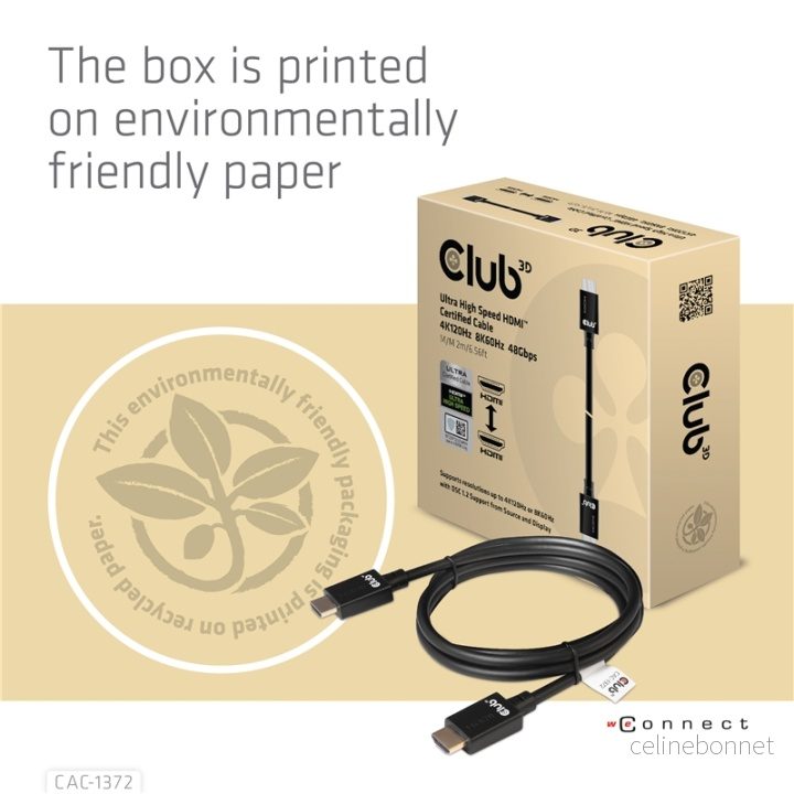 CLUB3D Ultra High Speed HDMIT2.1-kabel 10K 120Hz 48Gbps M/M 2 m./6.56 ft. v:2640138