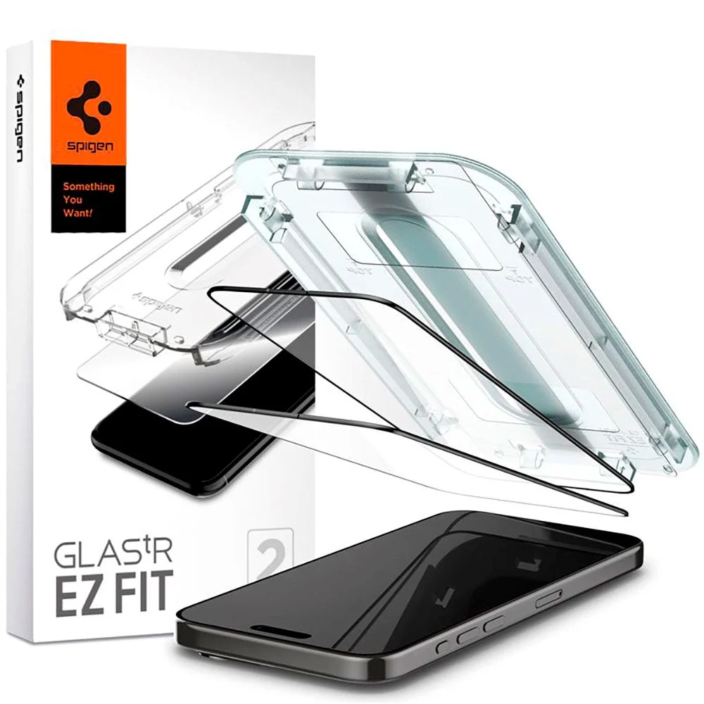 iPhone 15 Pro Max Spigen EZ Fit Glas.tR Skjermbeskytter 2. Stk – Case v:9730443