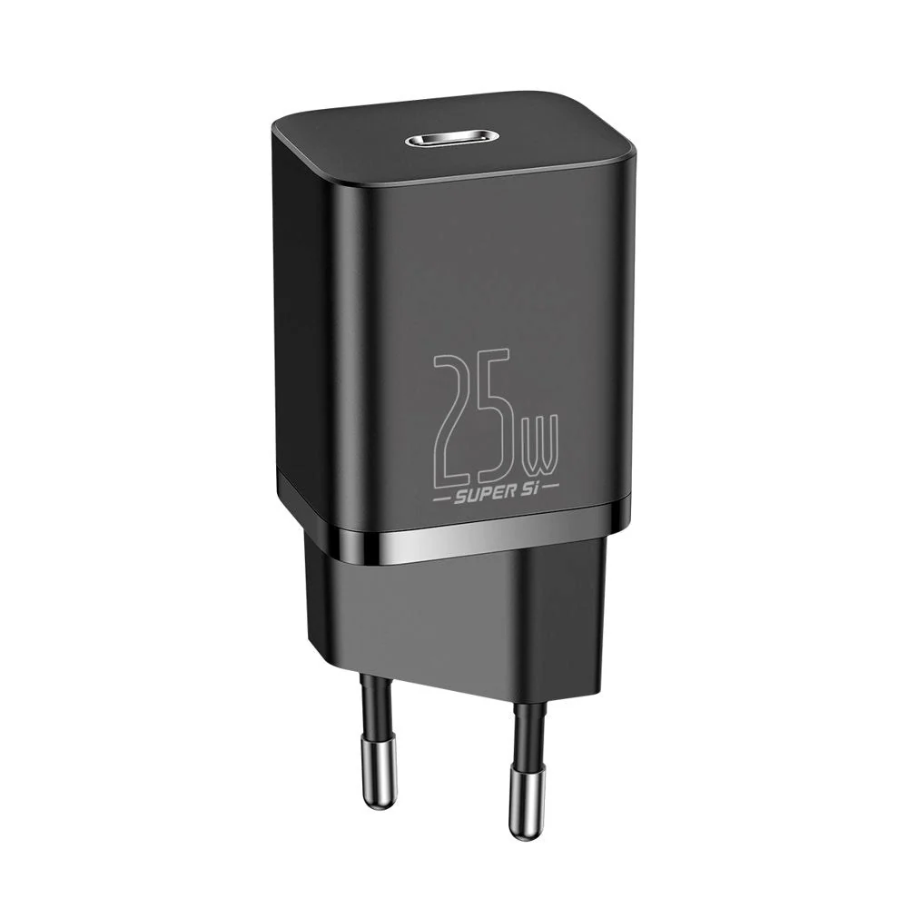 Baseus Super Si 25W Vegg Lader USB-C Quick Charge – Svart v:7660222 Baseus Super Si 25W Vegg Lader USB-C Quick Charge – Svart v:7660222