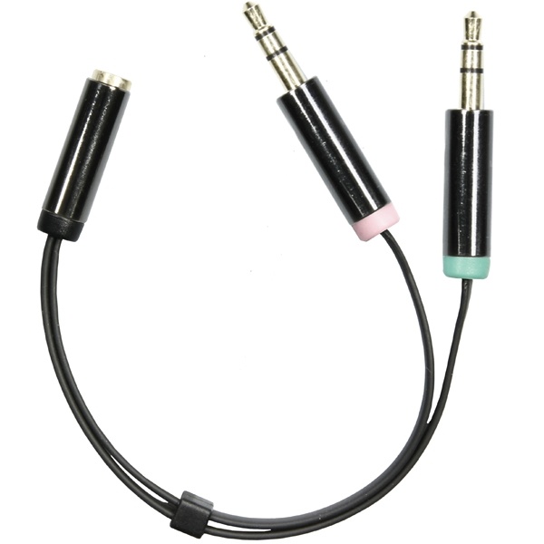 DELTACO 3,5mm mikrofon och stereo hane till 3,5mm hona, 0,1m, svart v:9569681