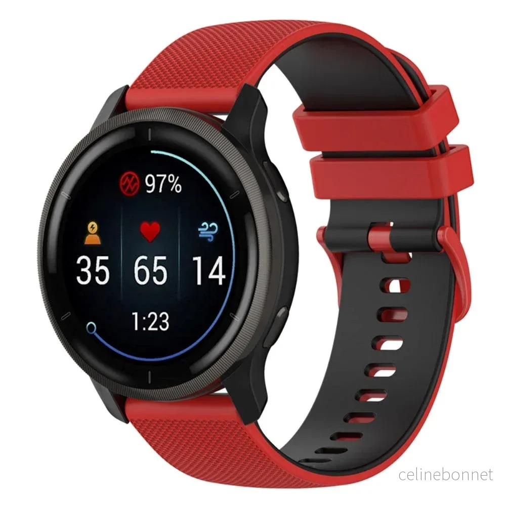 Smartwatch Silikonrem (22 mm) Gitter- Rød / Svart v:3694481