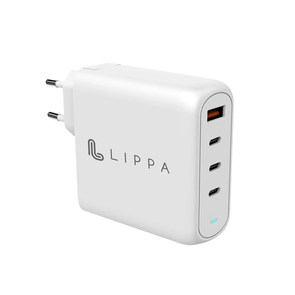 Lippa PD 100W Vegglader GaN med 3 x USB-C & 1 x USB-A – Hvit v:4816446 Lippa PD 100W Vegglader GaN med 3 x USB-C & 1 x USB-A – Hvit v:4816446