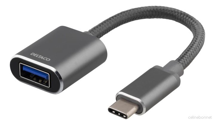 DELTACO USB-C 3.1 til USB-A OTG-adapter, aluminium, salgseske, grå v:6231217