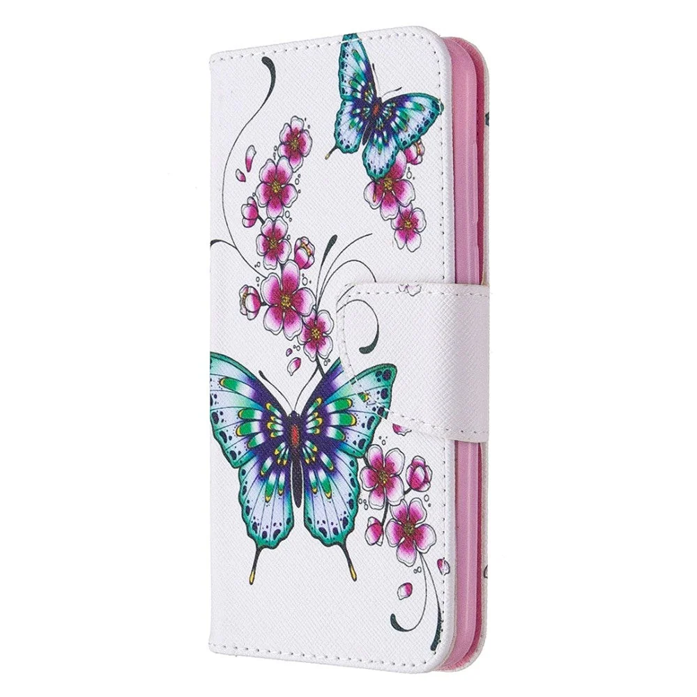 Huawei Y5p Rutete Skinndeksel med Lommebok – Sommerfugl v:7140078