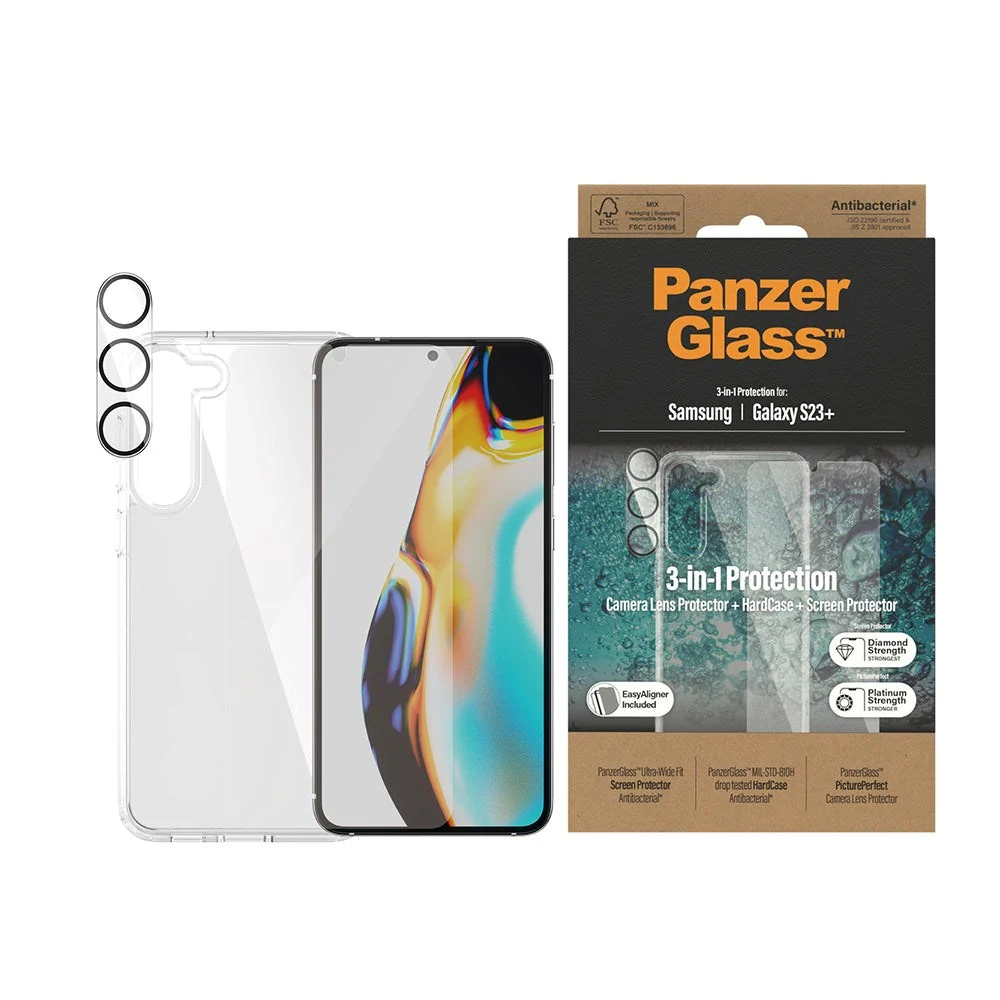 Samsung Galaxy S23+ (Plus) PanzerGlass 3-i-1 Bundle med EasyAligner – v:8153843 Samsung Galaxy S23+ (Plus) PanzerGlass 3-i-1 Bundle med EasyAligner – v:8153843