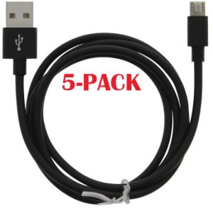 5-PACK kabel USB-A – MicroUSB 2,4A, 1 m, svart v:4854262