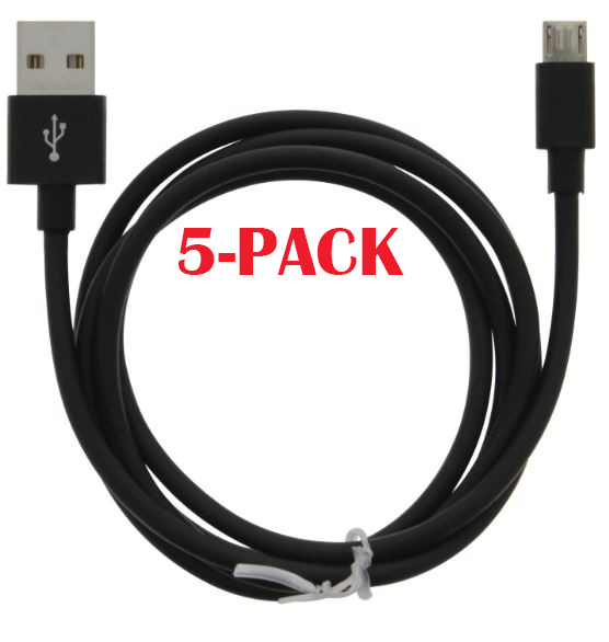 5-PACK kabel USB-A - MicroUSB 2,4A, 1 m, svart v:4854262