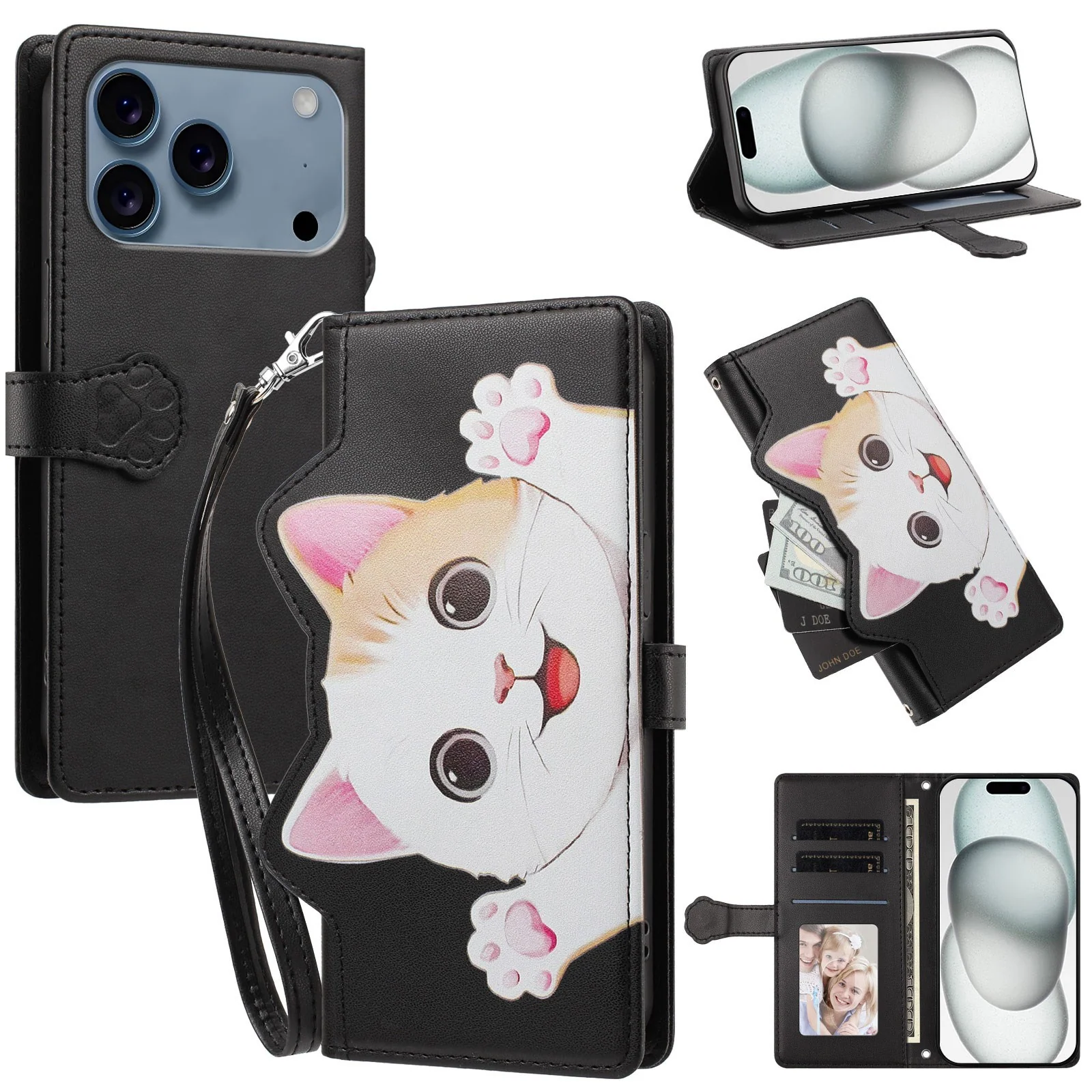 iPhone 18 Pro / 17 Pro Flippdeksel med 3D-Katteører – Kortholder & Sta v:2393123 iPhone 18 Pro / 17 Pro Flippdeksel med 3D-Katteører – Kortholder & Sta v:2393123