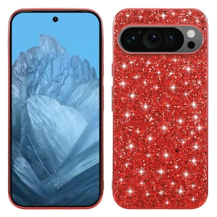 EIDERWOOD Google Pixel 10 / 10 Pro Glitter Deksel – Rød v:9735956