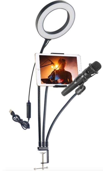 LED-lampe + stativ med 3 bøybare armer v:4031160