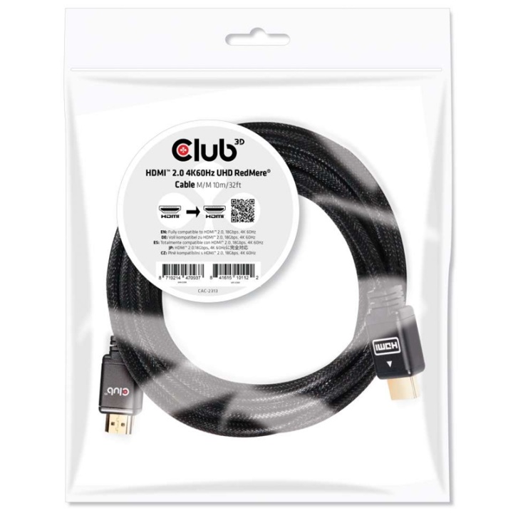 CLUB3D HDMI 2.0 4K60Hz RedMere-kabel 10 m/32,8 fot v:3080564 CLUB3D HDMI 2.0 4K60Hz RedMere-kabel 10 m/32,8 fot v:3080564