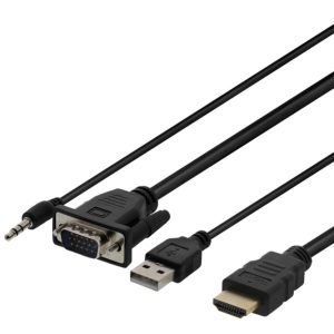 DELTACO VGA til HDMI- og lydkabel, 1 m, FHD, strømtilførsel via USB, svart v:8383955 DELTACO VGA til HDMI- og lydkabel, 1 m, FHD, strømtilførsel via USB, svart v:8383955