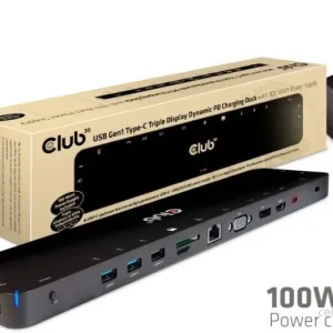Club 3D USB Type-C Triple Display 100W-dokkingstasjon v:4038519 Club 3D USB Type-C Triple Display 100W-dokkingstasjon v:4038519