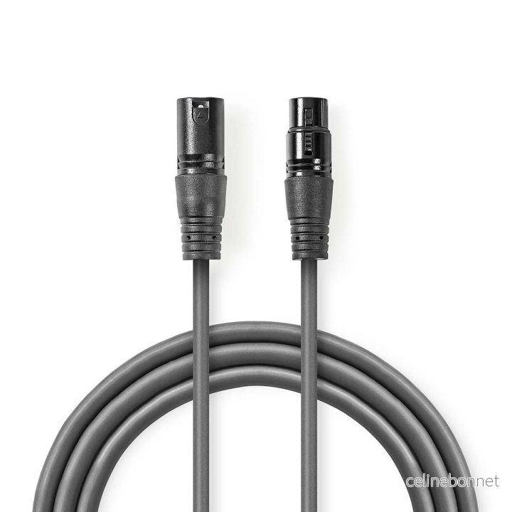 Nedis DMX Adapter Cable | XLR 3-Pin Han | XLR 3-Pin Hun | Nikkel belagt | 3.00 m | Rund | PVC | Mørk Grå | Pappetui v:5388237