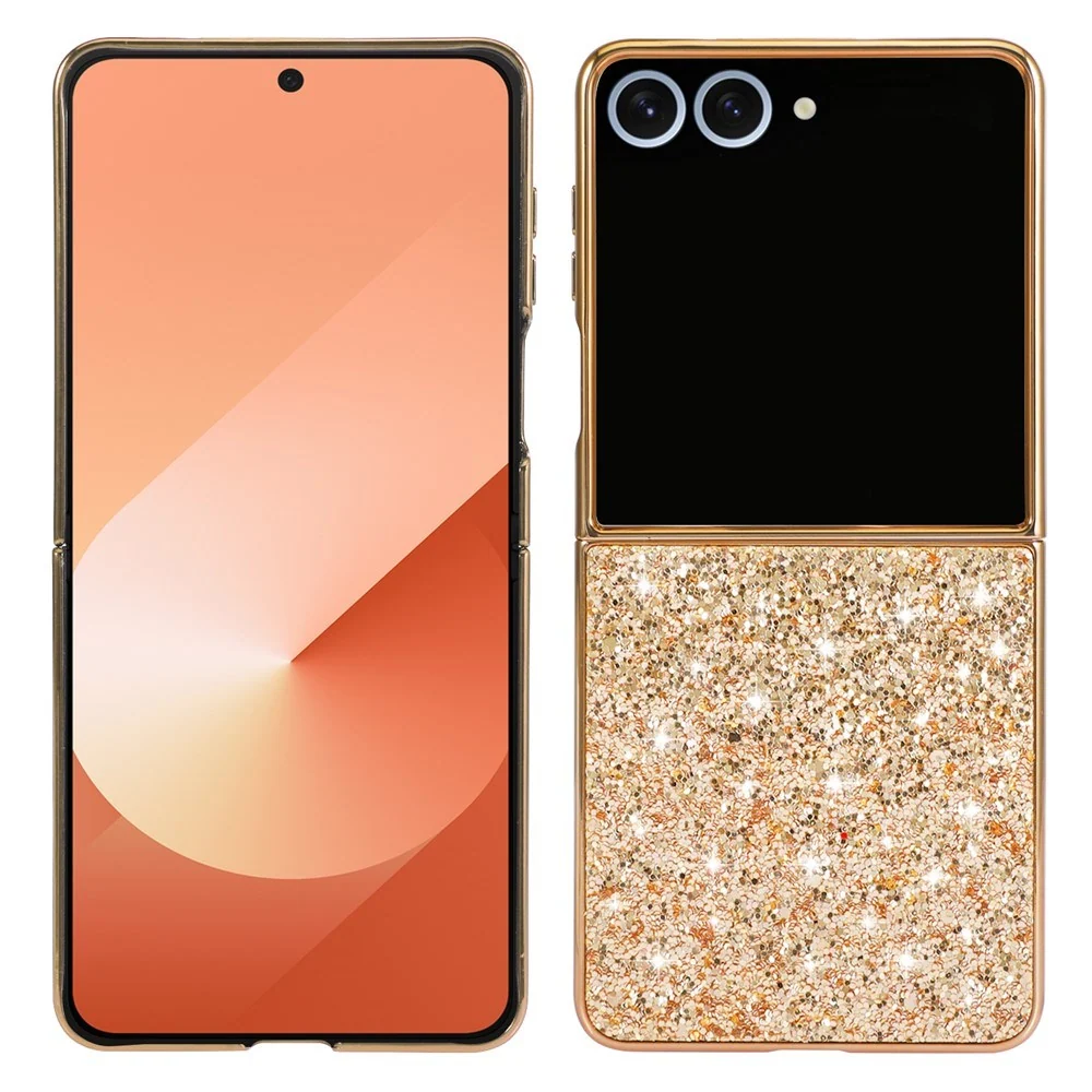 EIDERWOOD Samsung Galaxy Z Flip7 Glitter Deksel – Gull v:9765341 EIDERWOOD Samsung Galaxy Z Flip7 Glitter Deksel – Gull v:9765341