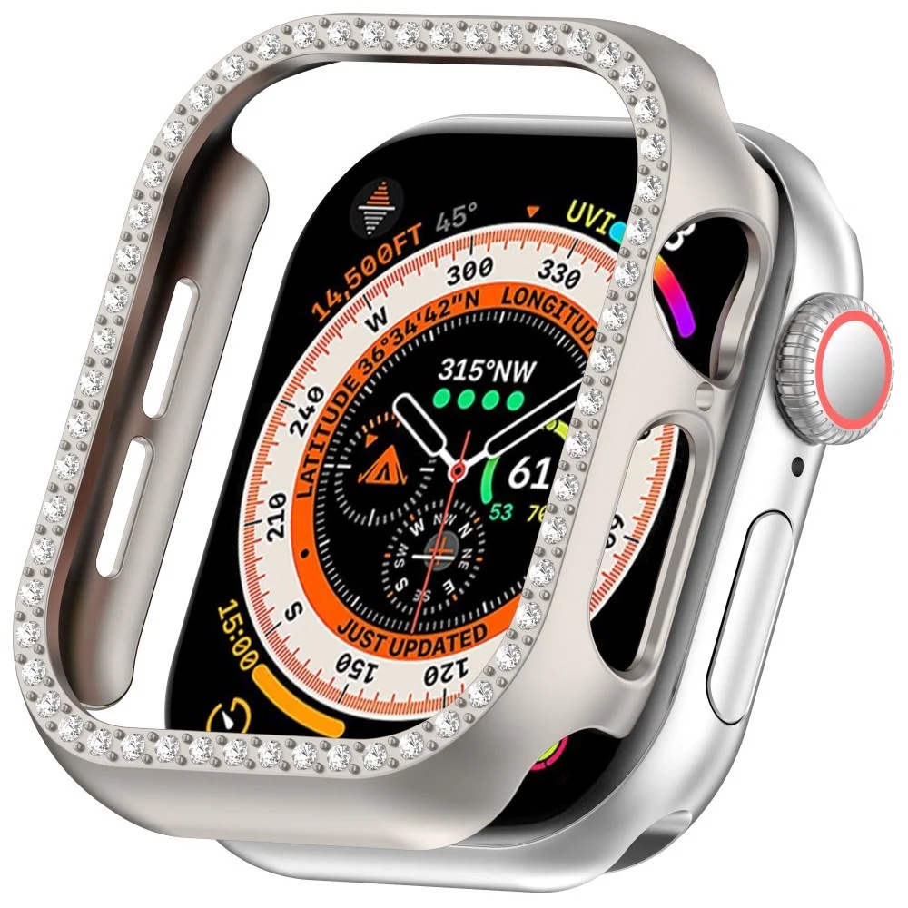 Apple Watch 11 / 10 (42mm) Hard Plast Deksel – Grå / Rhinsten v:320607 Apple Watch 11 / 10 (42mm) Hard Plast Deksel – Grå / Rhinsten v:320607
