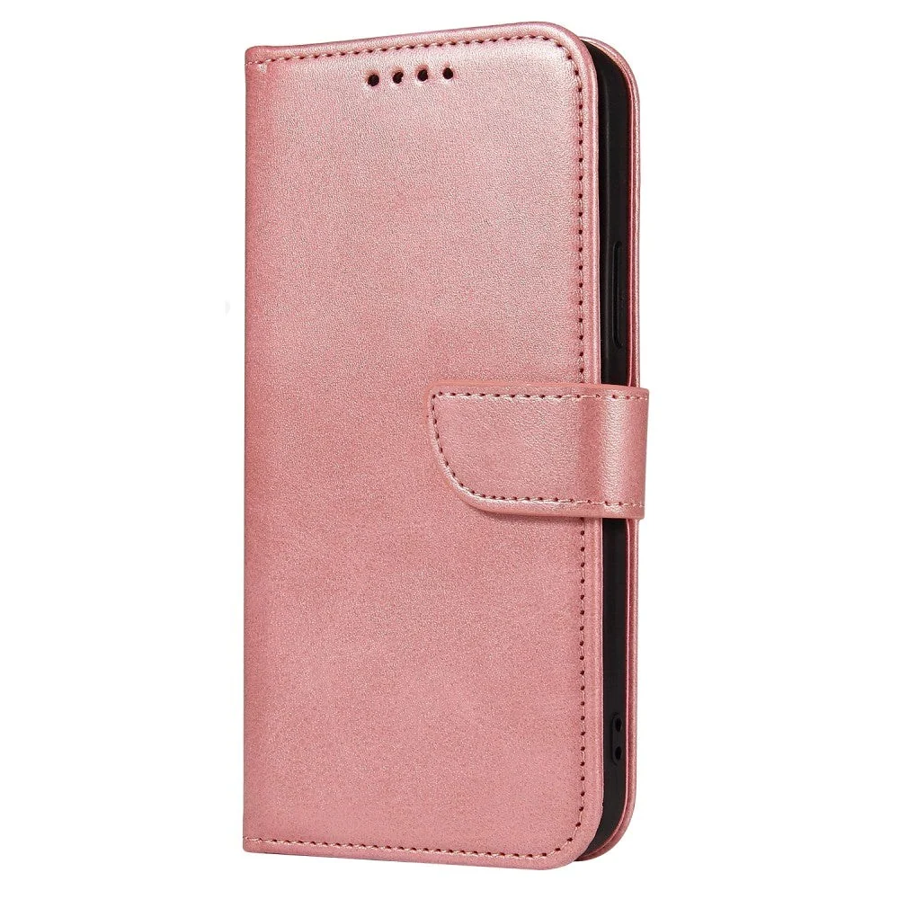 iPhone 13 Flip Deksel i Skinn med Lommebok og Magnetisk Lukning - Rose v:8795632