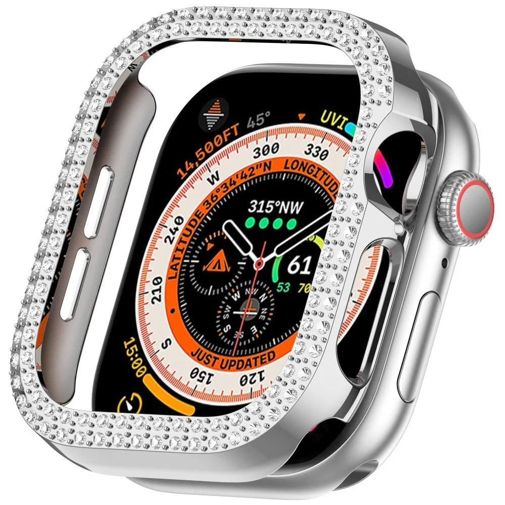 Apple Watch 11 / 10 (42mm) Hard Plastik Deksel – Sølv / Rhinsten v:9932216 Apple Watch 11 / 10 (42mm) Hard Plastik Deksel – Sølv / Rhinsten v:9932216