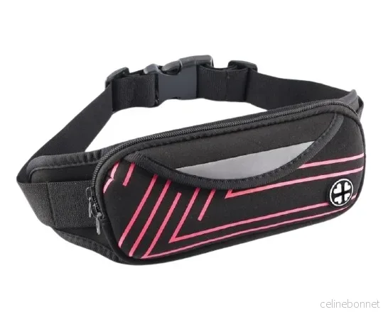 Sporty midjeveske med striper, Rosa v:1131100