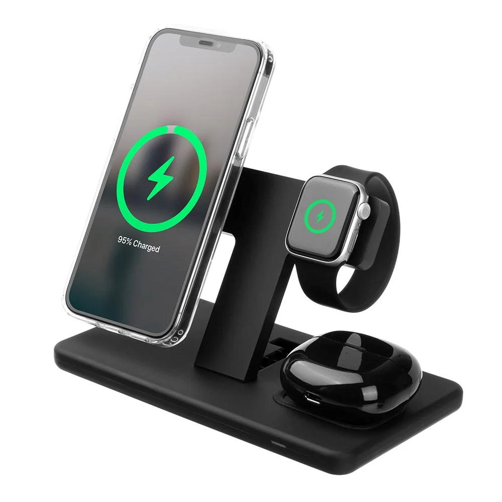Fast MagPowerstation 3-i-1 30W Trådløs Lader – MagSafe-Kompatibel – Sv v:7077882
