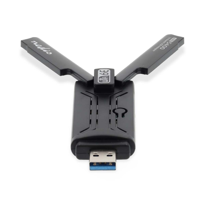 Nedis Network Dongle | Wi-Fi | AX5400 | 2.4/5/6 GHz (Triple Band) | USB3.0 | Wi-Fi hastighet totalt: 5400 Mbps | Windows 10 / Windows 11 v:8982386 Nedis Network Dongle | Wi-Fi | AX5400 | 2.4/5/6 GHz (Triple Band) | USB3.0 | Wi-Fi hastighet totalt: 5400 Mbps | Windows 10 / Windows 11 v:8982386