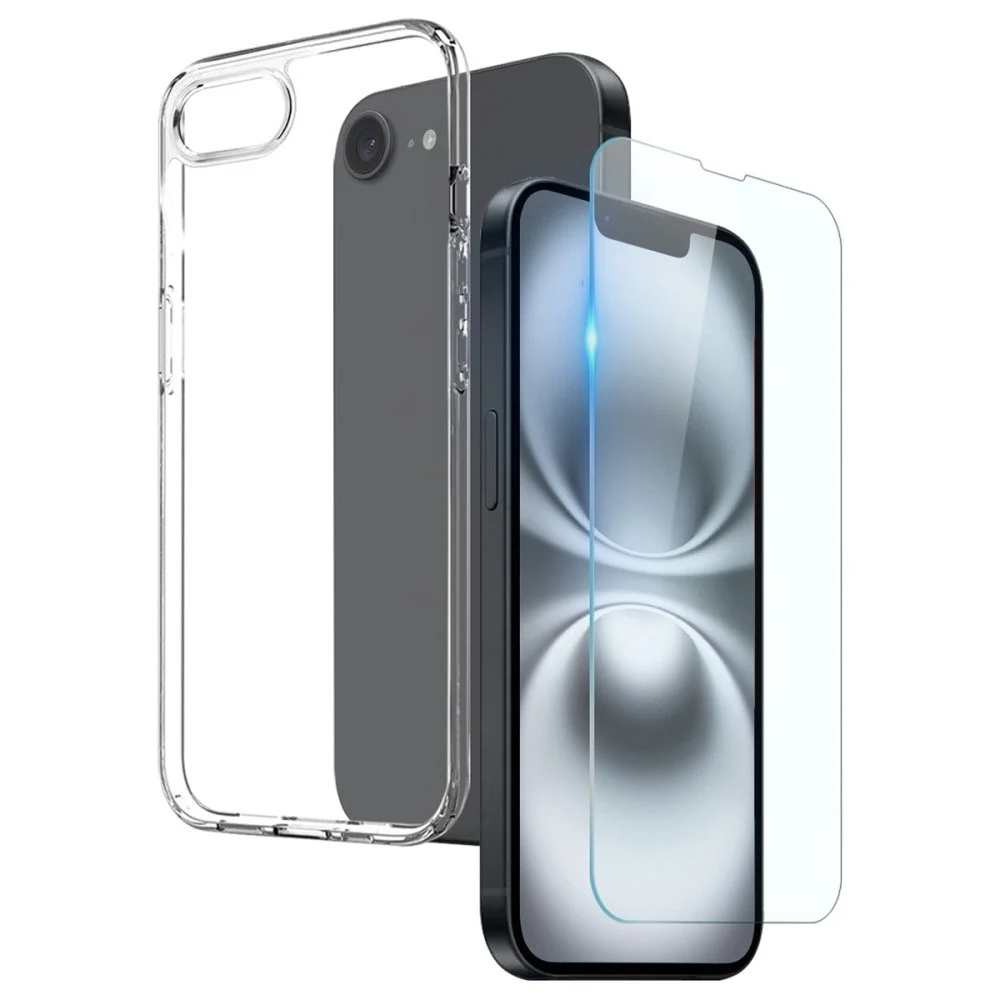 iPhone 17e / 16e 2-i-1 Fleksibelt Plast Deksel & Herdet Skjermbeskytte v:4957307 iPhone 17e / 16e 2-i-1 Fleksibelt Plast Deksel & Herdet Skjermbeskytte v:4957307