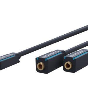 ClickTronic 3,5 mm AUX-adapterkabel, stereo Premium-kabel | 1x 3,5 mm jackplugg 2x 3,5 mm jackplugg | 0,1 m | OFC innerleder v:5878574