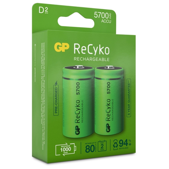GP ReCyko oppladbart D-batteri v:8746329