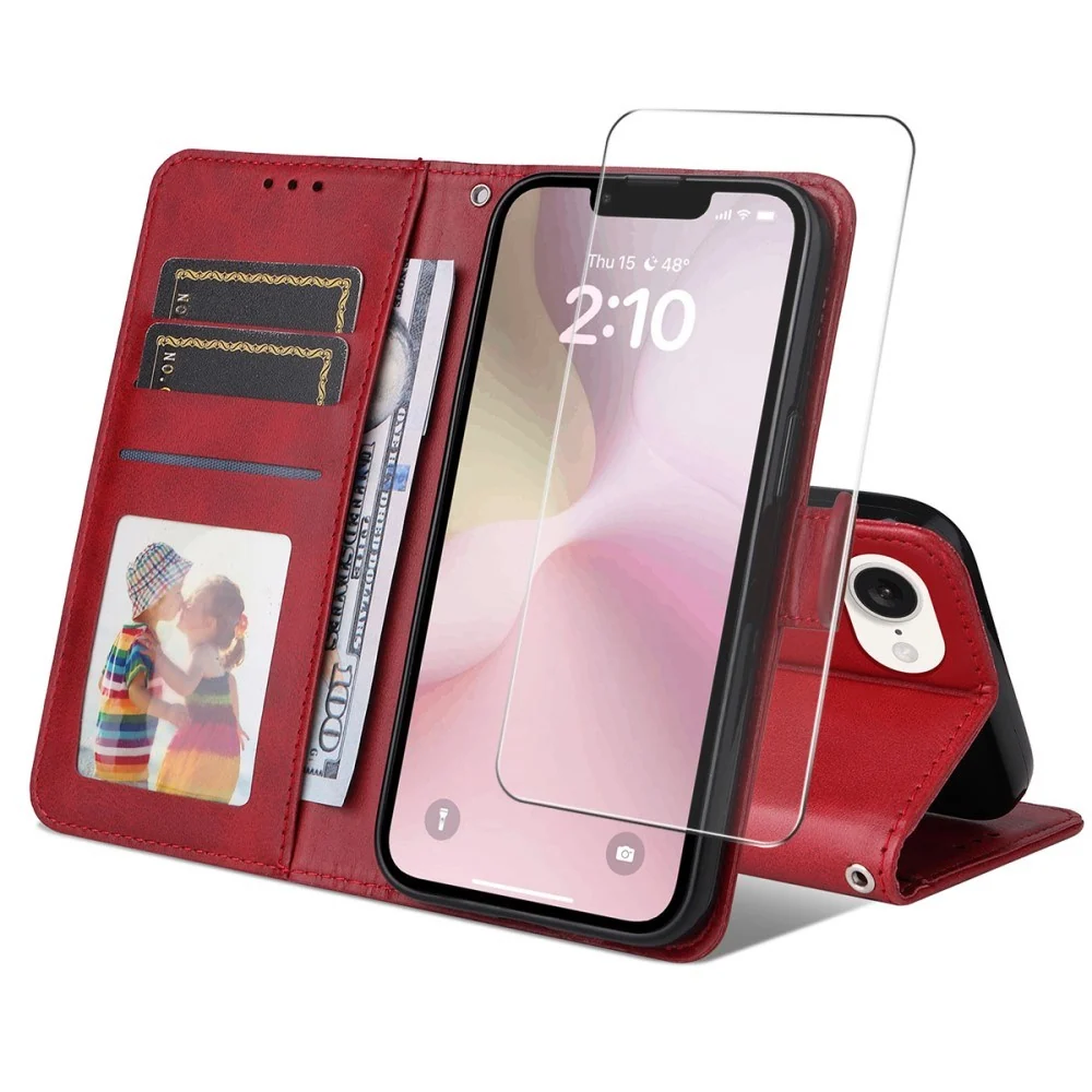 ENKAY iPhone 17e / 16e 2-i-1 Kunstskinn Flip Deksel m. Skjermbeskyttel v:6946143 ENKAY iPhone 17e / 16e 2-i-1 Kunstskinn Flip Deksel m. Skjermbeskyttel v:6946143