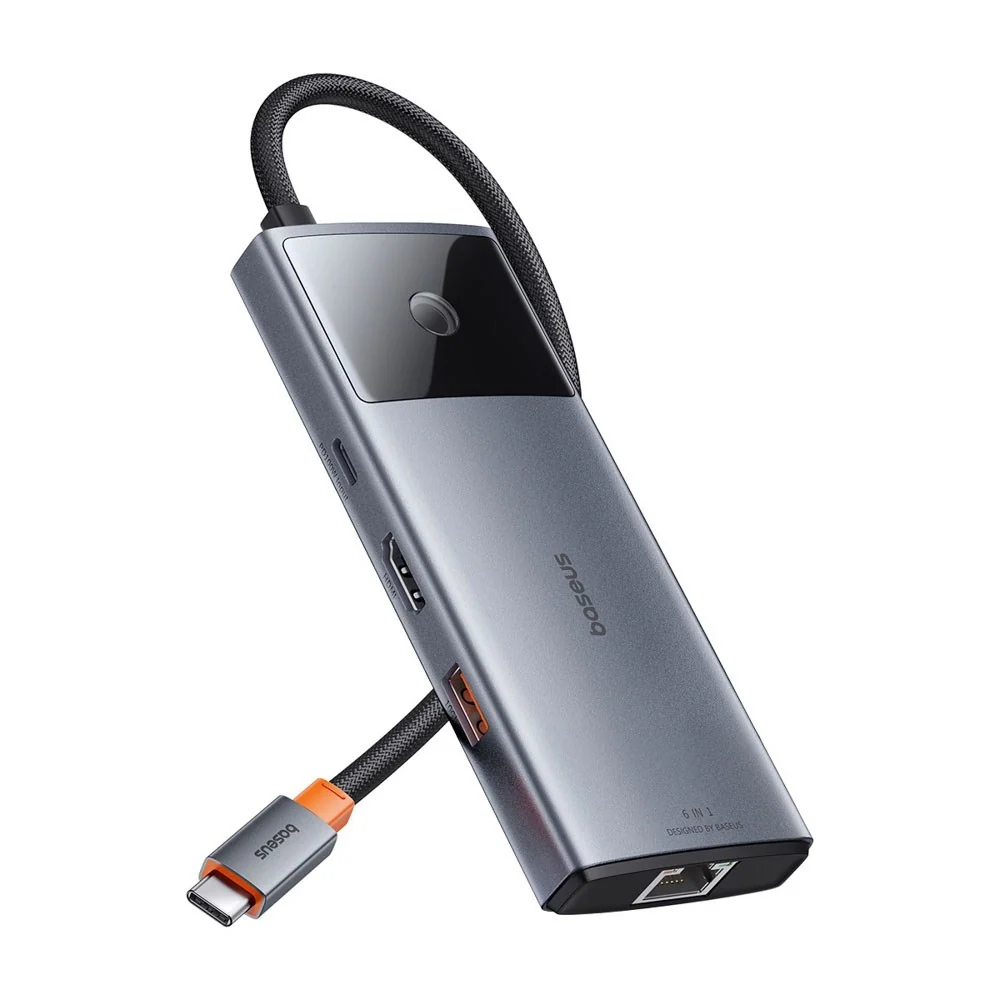 Baseus USB-C 6-i-1 Multiportadapter med 2 x USB-C 2 x USB-A 1 x HDMI 1 v:8709591