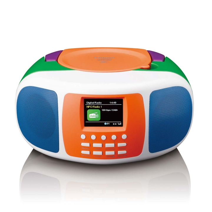 Lenco Bærbar DAB+/FM-radio med Bluetooth®, CD-spiller og stor LCD-fargeskjerm Glade farger for barn v:2297152 Lenco Bærbar DAB+/FM-radio med Bluetooth®, CD-spiller og stor LCD-fargeskjerm Glade farger for barn v:2297152