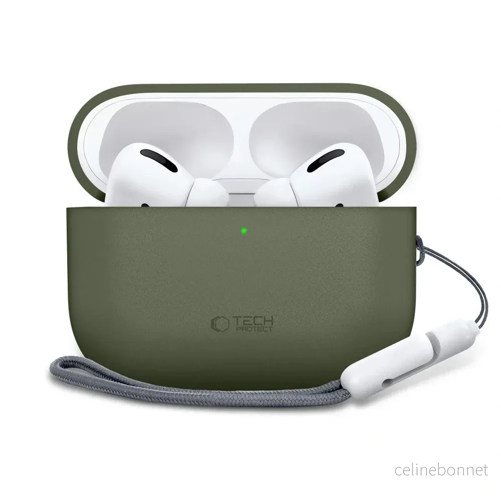 Apple AirPods Pro (3. Gen) Tech-Protect Silikondeksel med Stropp – Oli v:7194233 Apple AirPods Pro (3. Gen) Tech-Protect Silikondeksel med Stropp – Oli v:7194233