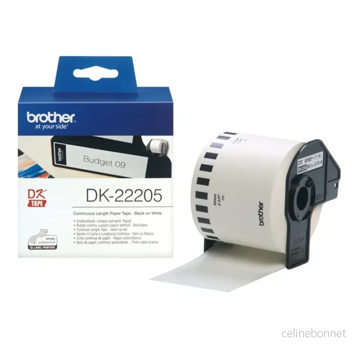 Brother DK-22205 etikettbånd Svart på hvit v:1616393