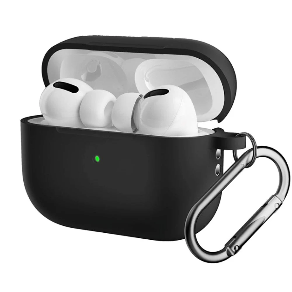 Apple Airpods Pro 2nd Gen (2022) Silikondeksel med Karabinkrok – Sort v:8076292 Apple Airpods Pro 2nd Gen (2022) Silikondeksel med Karabinkrok – Sort v:8076292