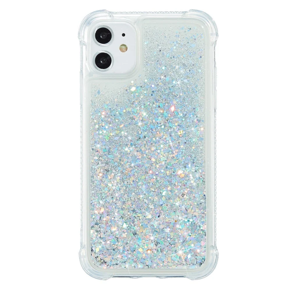 iPhone 12 / 12 Pro Plastikkdeksel m. Glitter – Gjennomsiktig / Sølv v:4497987