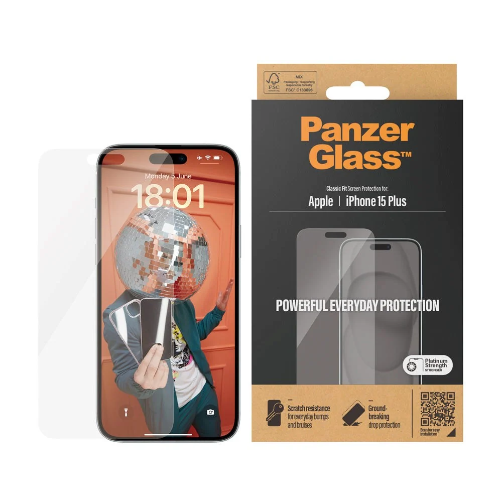 iPhone 15 Plus / 16 Plus PanzerGlass Classic Fit Skjermbeskyttelse – P v:280101 iPhone 15 Plus / 16 Plus PanzerGlass Classic Fit Skjermbeskyttelse – P v:280101