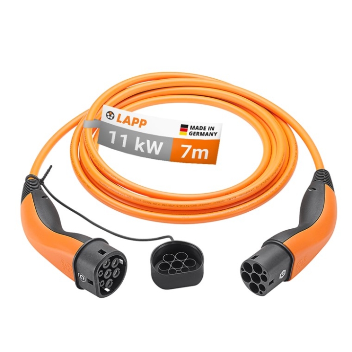LAPP MOBILITY Ladekabel Type 2, opptil 11 kW, 7 m, oransje (5555934029) 20 A, 3-faset, for lading av hybrid- og elbiler med Type 2-tilkobling v:7110875