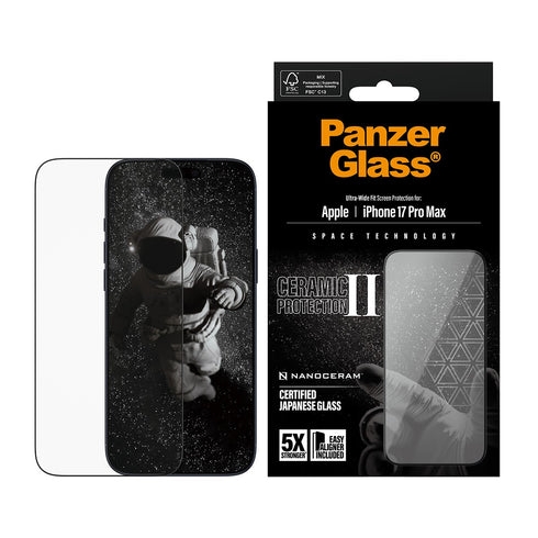 PanzerGlass – Ceramic II skjermbeskytter til iPhone 17 Pro Max – UWF med EasyAligner v:4049993