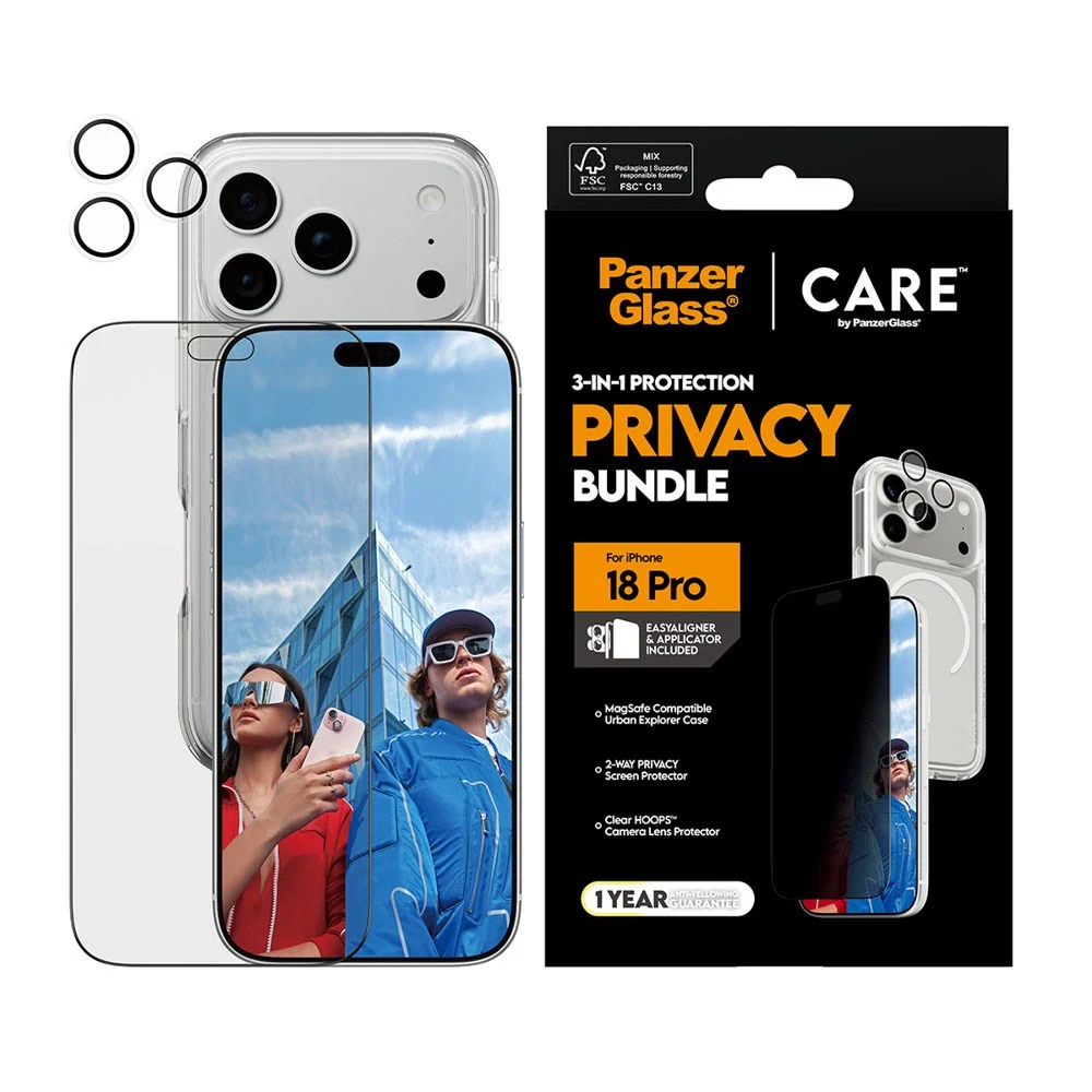 iPhone 18 Pro CARE by PanzerGlass 3-i-1 FLAGSHIP Bundle – Deksel / Pri v:4111394 iPhone 18 Pro CARE by PanzerGlass 3-i-1 FLAGSHIP Bundle – Deksel / Pri v:4111394