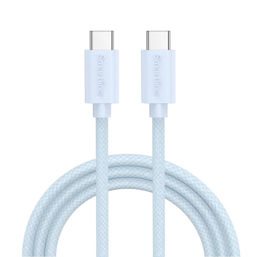 Smartline (60W) USB-C til USB-C Braidy Kabel 2m – Lys Blå v:8853806 Smartline (60W) USB-C til USB-C Braidy Kabel 2m – Lys Blå v:8853806
