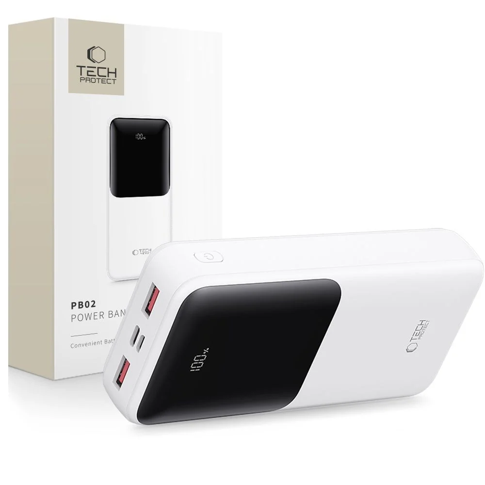Tech-Protect Powerbank 20000mAh – Rask lading med 22.5W – Hvit v:9717074 Tech-Protect Powerbank 20000mAh – Rask lading med 22.5W – Hvit v:9717074
