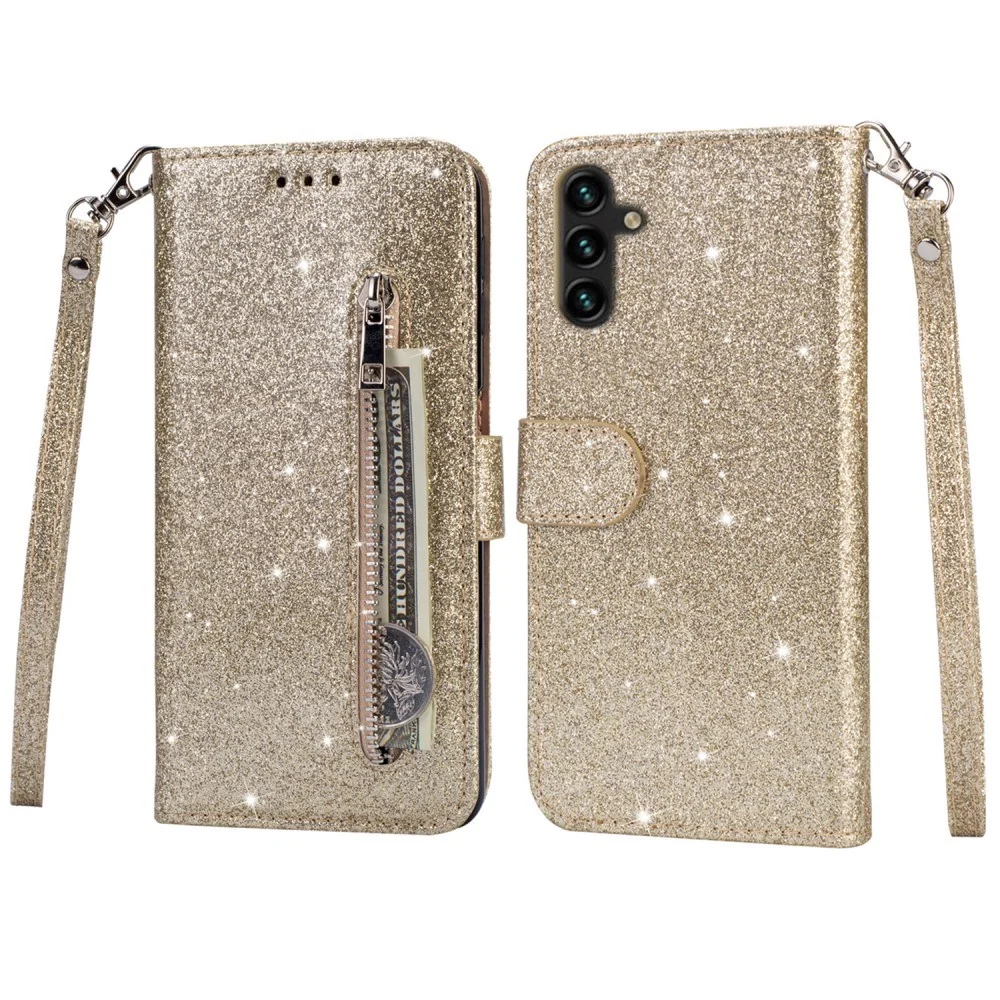 EIDERWOOD Samsung Galaxy S25 Glitter Flip Deksel m. Glidelåslomme & St v:2887462