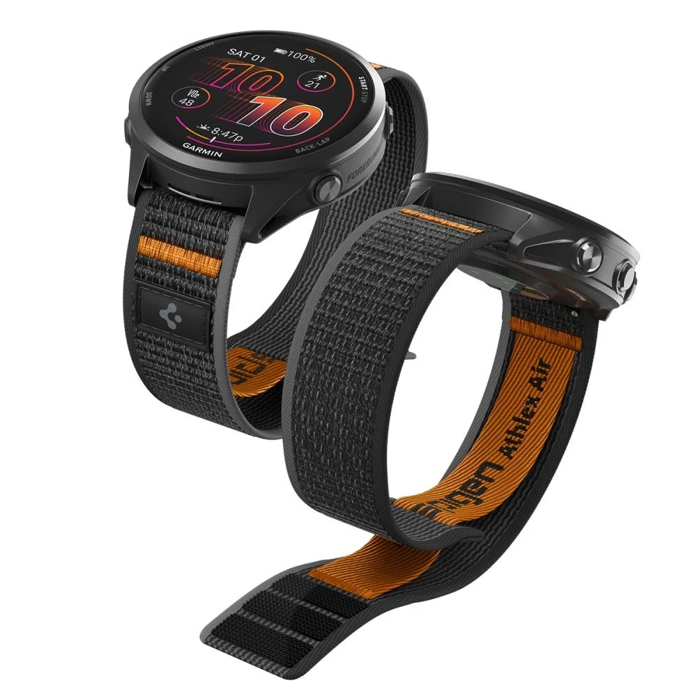 Spigen Athlex Air Universal Nylonrem (22 mm) – Svart / Oransje v:7841324