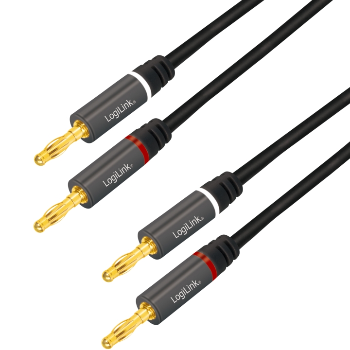 LogiLink Høyttalerkabel 2 x 2,5 mm² med banankontakter Svart 5 meter v:3706341