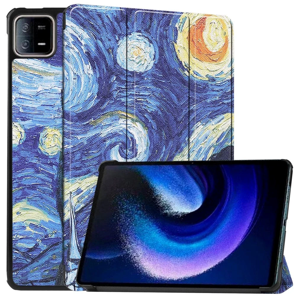 Xiaomi Pad 6 Kunstskinn Deksel med Stativ – Maleri v:5923158