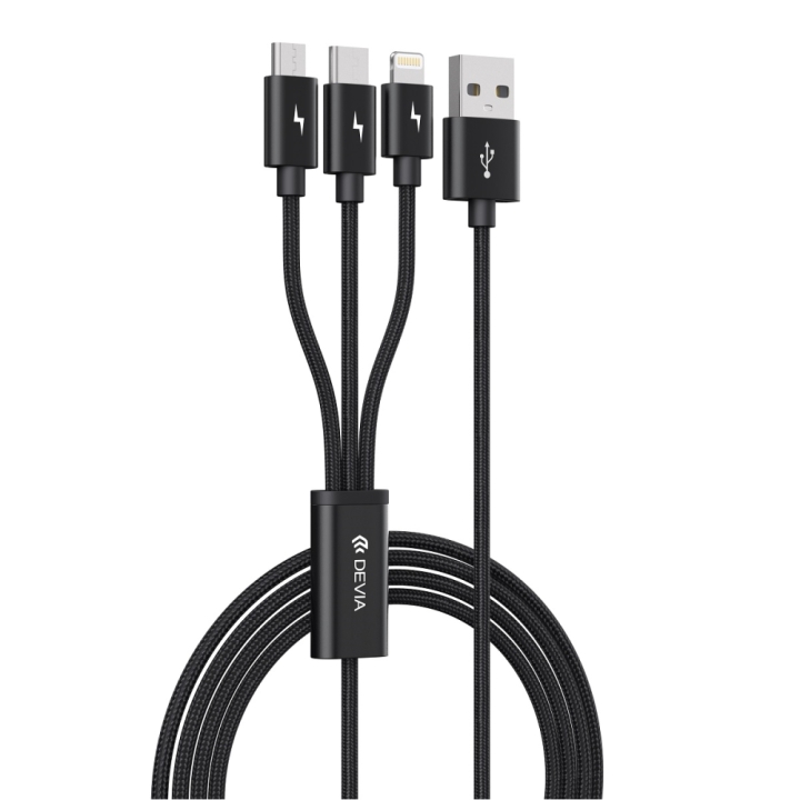 Devia kabel 3in1 Gracious EC048 USB – Lightning + USB-C + MicroUSB 1,2 m 3A svart v:3345890