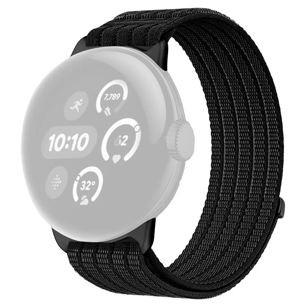 Google Pixel Watch 5 / 4 / 3 (45mm) EIDERWOOD Nylon Klokkerem – Svart v:4901745