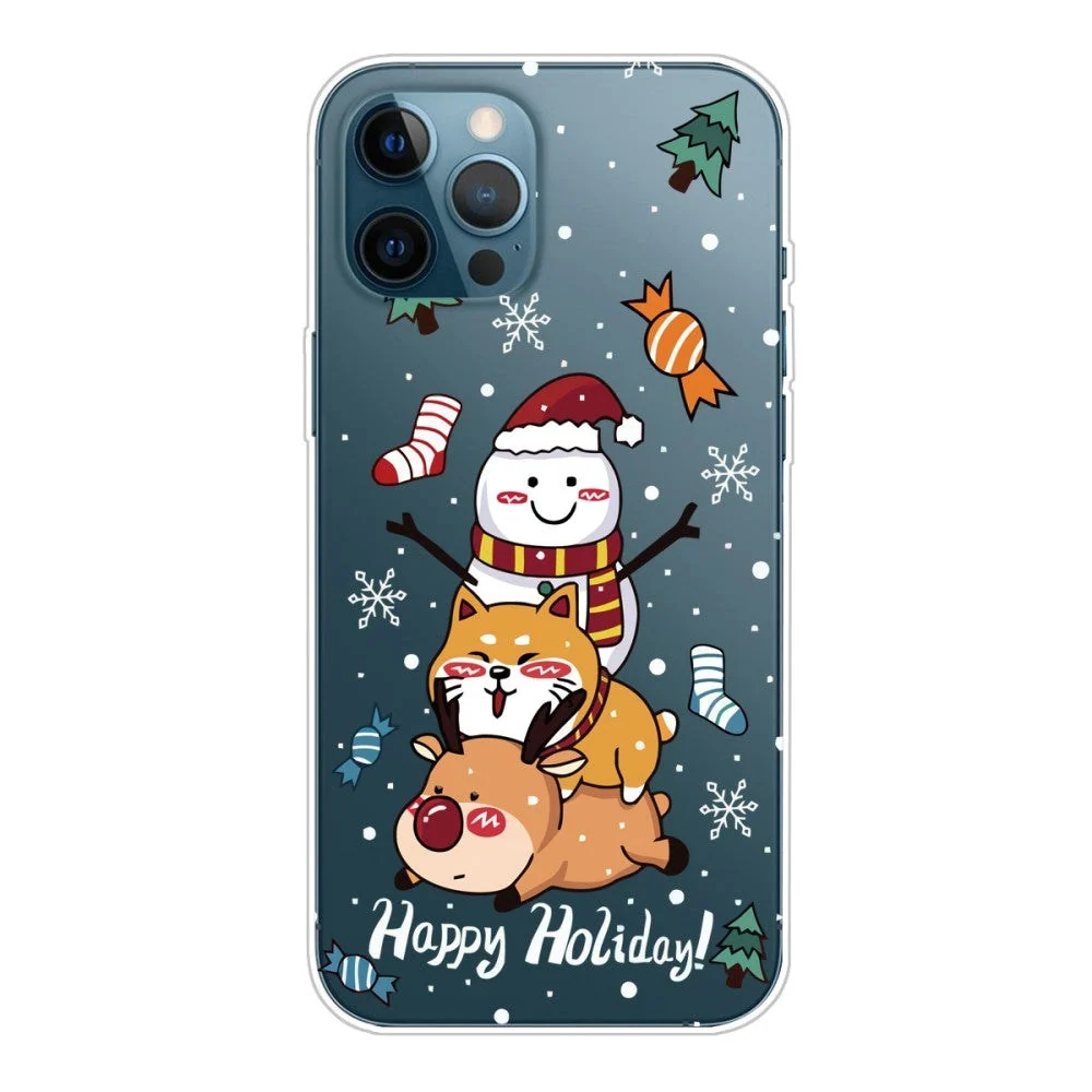 iPhone 14 Pro Fleksibel Plast Jul Deksel – Snømann, hund og rein v:527929 iPhone 14 Pro Fleksibel Plast Jul Deksel – Snømann, hund og rein v:527929