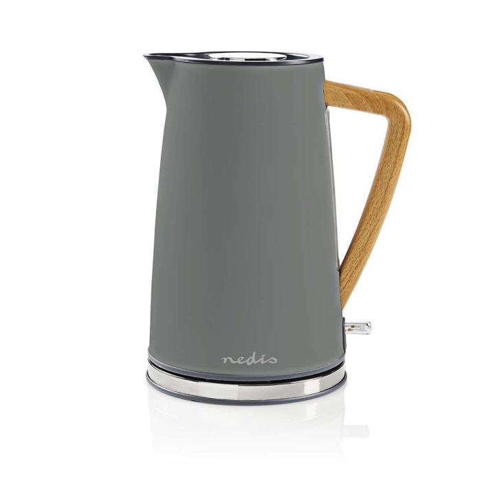 Nedis Vannkoker | 1.7 l | Soft-Touch | Grå | Roterbar 360 grader | Skjult varmeelement | Strix® kontroll | Koketørr beskyttelse v:2931009