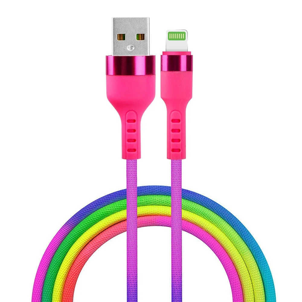 USB-A til Lightning Kabel 10 W fra Setty - 1,2 m. - Regnbue v:7511105